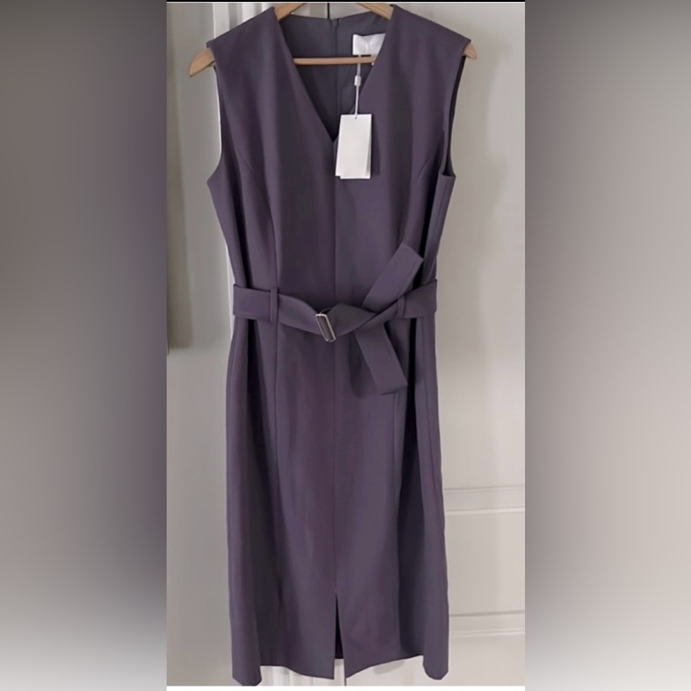 NWT Hugo Boss - “DADORINA" Purple V-Neck Belted Sleeveless Pencil Dress.$545
